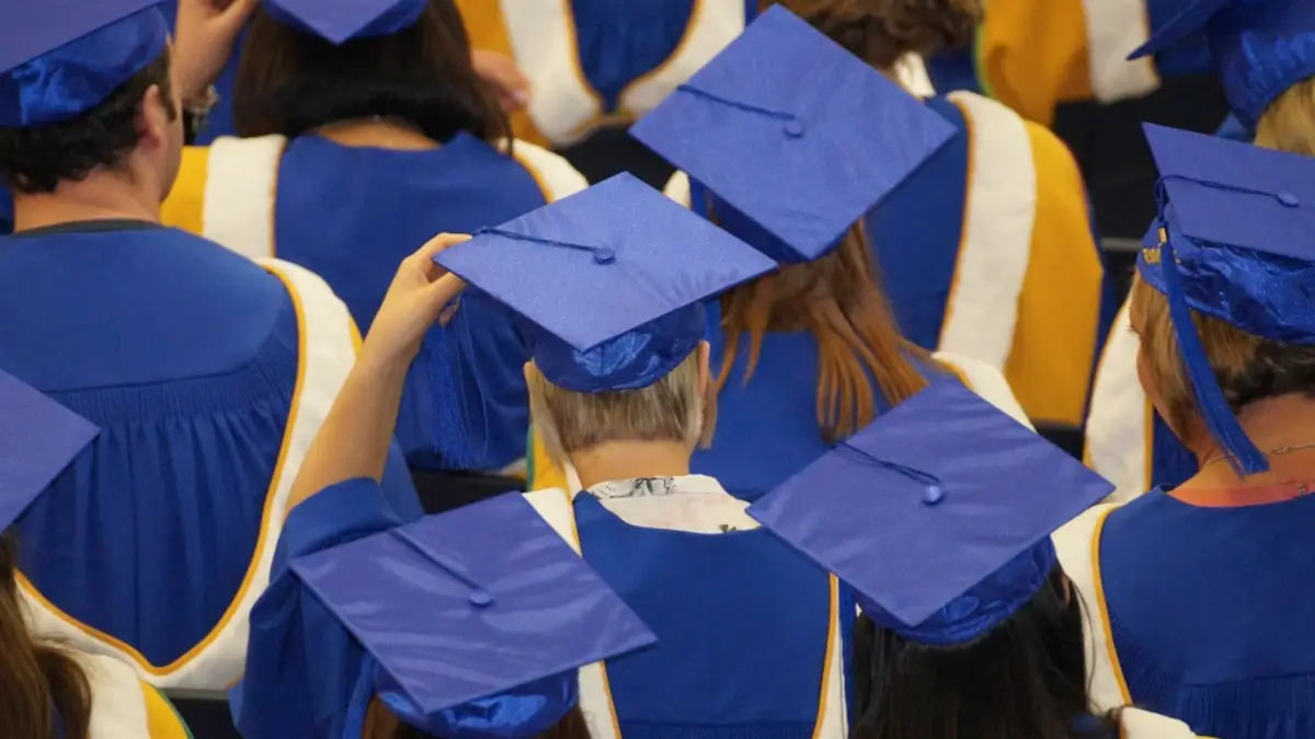 Graduates in caps and gowns